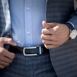 Halden Black Falcon Formal Belt With Classic Black Matt Buckle image 5