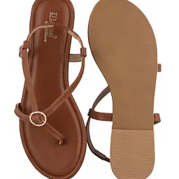 D'LORZERI Women's Brown Sling Back Sandals image 5
