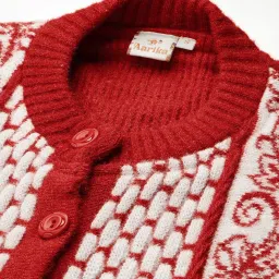 Aarika Red Floral Print Regular Fit Cardigan image 5