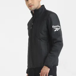 Reebok Black Polyamide Regular Fit Solid Training Light Padded Basic Jacket image 5
