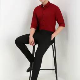 Allen Solly Maroon Slim Fit Texture Shirt image 5
