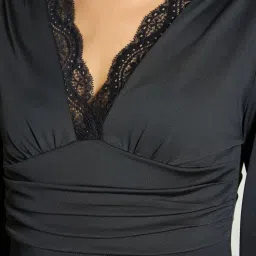 VIRGIO Black Regular Fit Solid Bodysuit image 5