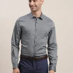Turtle Grey Cotton Slim Fit Printed Shirt-picture-23
