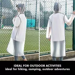 AllExtreme EVA Hooded Type Top Button Closer Transparent & Black Rainsuit M for Unisex, EXM1-BL-M image 3