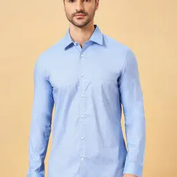 Byford by Pantaloons Air Blue Cotton Slim Fit Printed Shirt-image-42