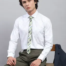 Monte Carlo White Cotton Regular Fit Checks Shirt image 5