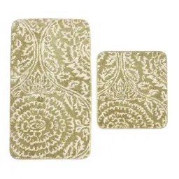 Saral Home Beige Microfiber Abstract Bath Mat Set of - 2 image 2