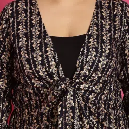 therebelinme The Rebelinme Navy 100% Rayon Floral  Relaxed Fit Shrugsandcardigans image 5