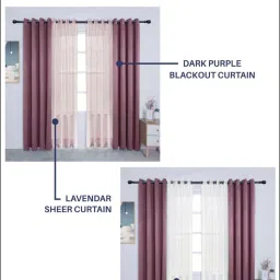 Urban Space Dark Purple Cotton Black Out Window Curtain - Set of 2 image 5