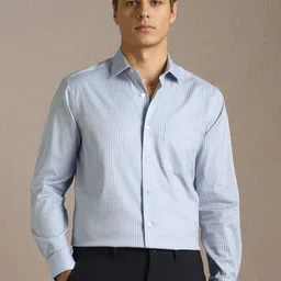 Louis Philippe Men Slim Fit Vertical Striped Spread Collar Formal Cotton Shirt-picture-26