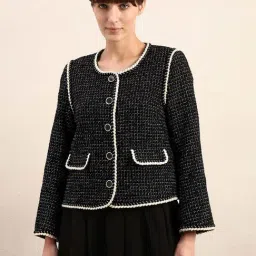 Vero Moda Black Regular Fit Self Pattern Jacket-image-61