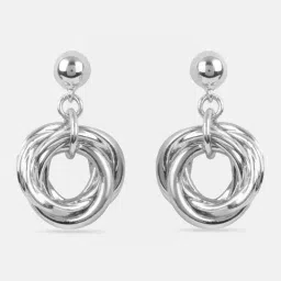 Mia by Tanishq Twisted Loop Silver Drop Earrings for Women image 3