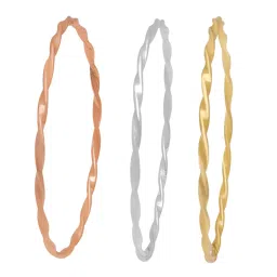 Zavya Trinity Harmony 925 Sterling Silver Abstract Combo Bangle Set image 5