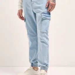 The Bear House Blue Cotton Slim Fit Solid Jeans-picture-39