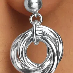 Mia by Tanishq Twisted Loop Silver Drop Earrings for Women image 2