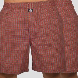 VIP Brick Brown Relaxed Fit Check Boxers - Pack of 2-picture-3
