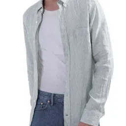 Gant Green Linen Regular Fit Striped Shirt-picture-14