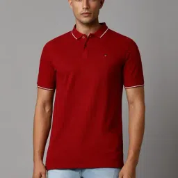 Louis Philippe Red Slim Fit Polo T-Shirt-image-10