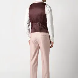 Van Heusen Pink Slim Fit Self Pattern Three Piece Suit image 5