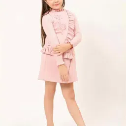 One Friday Kids Pink Regular Fit Dress-image-19