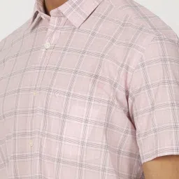 Greenfibre Pink Cotton Regular Fit Checked Shirt image 5