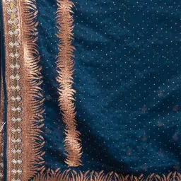 MAHALASA Blue Embellished Saree With Unstitched Blouse image 5