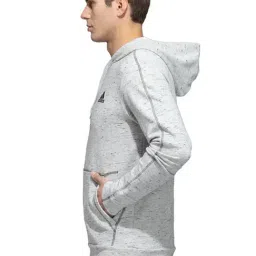 Adidas Grey Cotton Regular Fit Logo Printed Hooded Sweatshirts image 3