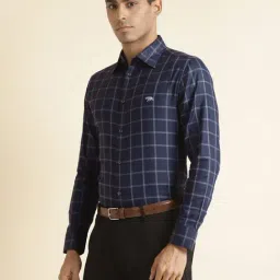 ANDAMEN Navy Regular Fit Check Shirt image 3