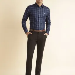 ANDAMEN Navy Regular Fit Check Shirt image 5