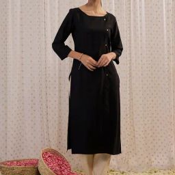 Indo Era Black Straight Kurta-picture-43