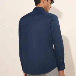 WES Formals by Westside Navy Solid Slim-Fit Cotton Blend Shirt image 2