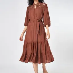 Honey by Pantaloons Brown Solid Dress-picture-18