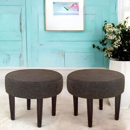 Ikiriya 2-Pcs Brown Wooden Round Stools-picture-4