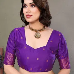 oxalis Woven Design Zari Pure Silk Banarasi Saree With Blouse image 5