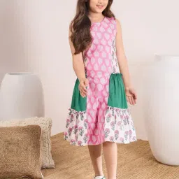 PSPeaches Kids Multi Floral Printed Cotton A-Line Dress-image-13
