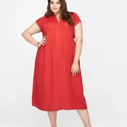 VIRGIO Rust Relaxed Fit Solid Dress-picture-12