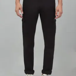 Cantabil Men Black Solid Full Length Regular Fit Cargo-image-1