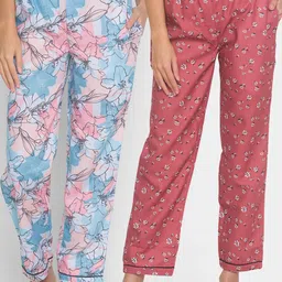 FashionRack Pack of 2 Brown & Blue Printed Lounge Pants-image-7