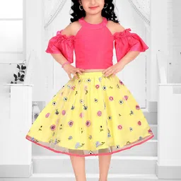 Pragya Exclusive Girls Linen Top With Skirt-picture-41