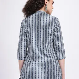 Anouk Rustic Striped Mandarin Collar Straight Kurti image 3