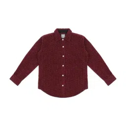 Palm Tree by Gini & Jony Kids Maroon Cotton Printed Shirt-picture-37