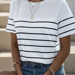 KPOP Women Striped T-shirt-picture-0