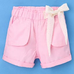 Little Kangaroos Mid Thigh Length Shorts with Bow Solid Color - Pink-picture-22