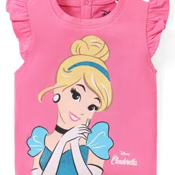 Babyhug Disney Cotton Frill Sleeves Top With Disney Princess Graphics - Pink-picture-19