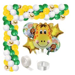 Bubble Trouble Safari Theme Birthday Decoration Balloons Garland Kit For Boys Girls With Giraffe Face Foil Balloon, Star Shape Foil Balloon & Round Shape Birthday Foil Balloon Decorations Pack of 77 Pcs-picture-32
