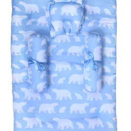 1st Step Thick New Born Baby Bedding Mattress/Gadda bed Set for Babies with 2 Side Bolster & Head Pillow-image-98