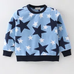 CrayonFlakes Full Sleeves Stars Printed Polar Fleece Coordinating  Sweatshirt &  Joggers Set - Blue image 3