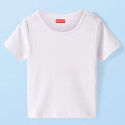 Babyhug 100% Cotton Knit Half Sleeves Solid Colour T-Shirt with Polka Dots & Floral Printed Printed Frock Style Onesie - Dark Pink image 2