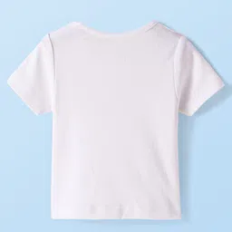 Babyhug 100% Cotton Knit Half Sleeves Solid Colour T-Shirt with Polka Dots & Floral Printed Printed Frock Style Onesie - Dark Pink image 3