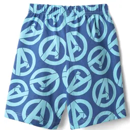 Babyhug Marvel Single Jersey Knit Half Sleeves Short Night Suit With Avenger Graphics - Light Blue image 4